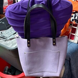Lavender Tote Bag with Black Handles - Women Bags. Portland Leather